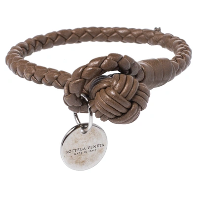 Pre-owned Bottega Veneta Brown Intrecciato Nappa Leather Toggle Bracelet S