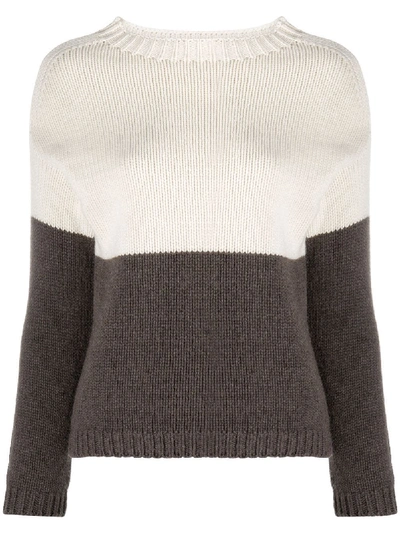 Aragona Panelled Cashmere Jumper In Brown