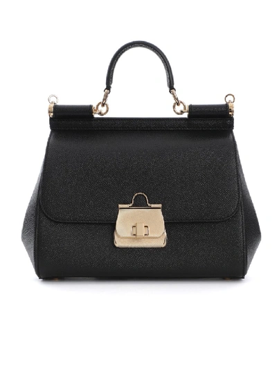 Dolce & Gabbana Sicily Black Leather Handbag