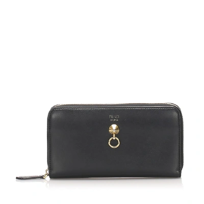 Fendi By The Way Leather Long Wallet In Black