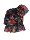 Dundas One-shoulder Ruffled Metallic Fil Coupé Silk-blend Georgette Blouse In Black