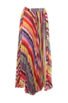 Etro Asymmetric Pleated Striped Georgette Midi Wrap Skirt In Multicolor