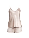 La Perla 2-piece Silk Camisole & Shorts Pajama Set In Wild Rose