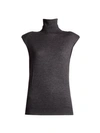 Loulou Studio New Bruzzi Sleeveless Wool & Cashmere Turtleneck Top In Black