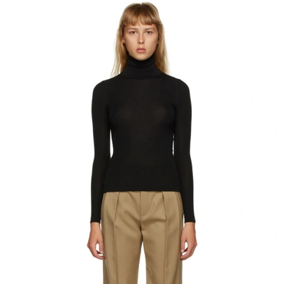 Saint Laurent Tonal Monogram Wool Turtleneck Jumper In Black