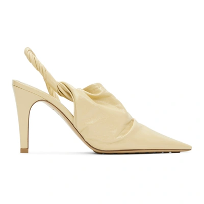 Bottega Veneta Patent Leather Pointed Toe Slingback Pumps In Black,yellow