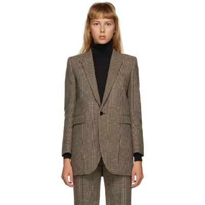 Saint Laurent Prince Of Wales-check Wool-blend Twill Blazer In Multicolour