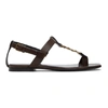 SAINT LAURENT SAINT LAURENT BROWN CASSANDRA FLAT SANDALS