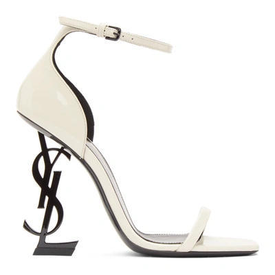 Saint Laurent Opyum Patent-leather Sandals In White