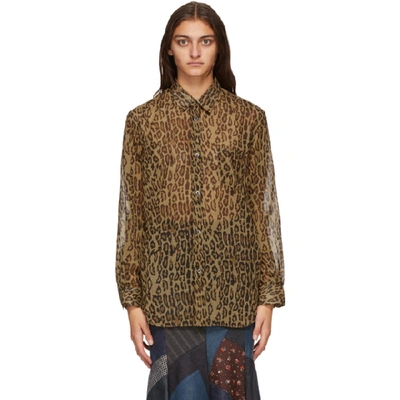 Junya Watanabe Brown & Black Leopard Print Shirt In Leopard Pattern