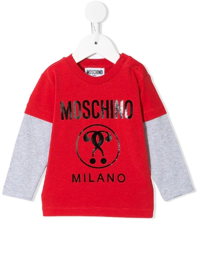 Moschino Babies' Logo Long-sleeve T-shirt In Red