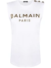 Balmain Logo-print Sleeveless T-shirt In White