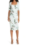 TED BAKER MAGIEYY FLORAL NOTCHED NECK BODY-CON DRESS,243742