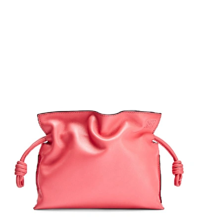 Loewe Flamenco Knot Mini Leather Clutch In Coral Pink