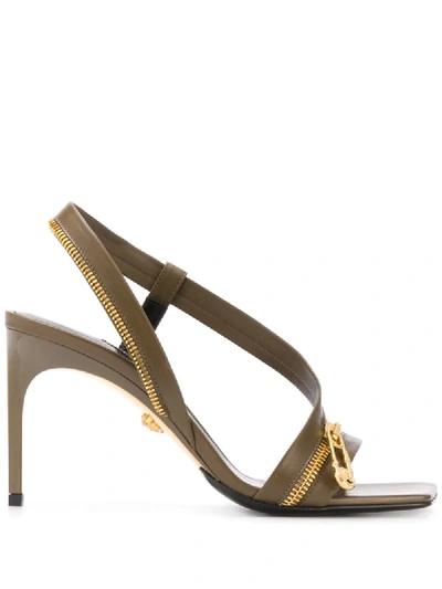 Versace 95mm Zip-detail Sandals In Green
