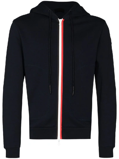 Moncler Cotton Zip-up Sweatshirt Hoodie In Blue