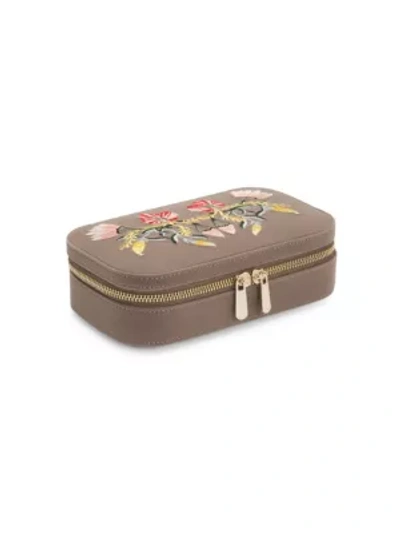 Wolf Zoe Embroidered Travel Zip Case In Mink