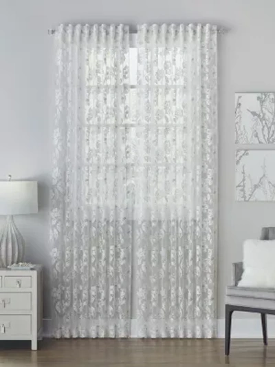 Callisto Home Bella Embroidered Sheer Curtain Panel In Ivory