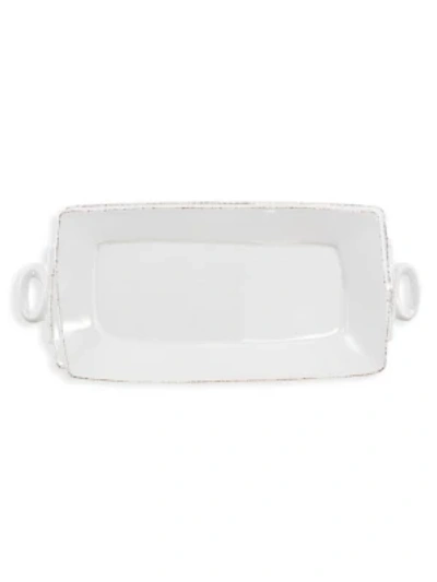 Vietri Lastra Ceramic Handled Rectangular Platter In Light Gray