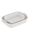 Staub Ceramic Rectangular Baking Dish 2-piece Set In Matte White