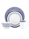 Kate Spade 4-piece Charlotte Street North Place Setting Set In White Navy