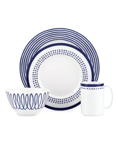 Kate Spade 4-piece Charlotte Street North Place Setting Set In White Navy