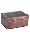 Graphic Image Small Croc-embossed Leather Box In Brown