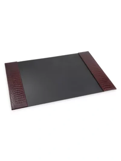 Graphic Image Croc-embossed Leather Desk Blotter In Brown