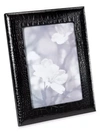 Graphic Image Croc-embossed Leather Picture Frame In Black