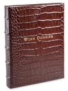 Graphic Image Croc-embossed Tabbed Leather Wine Dossier In Brown
