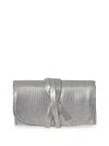 Graphic Image Small Leather Jewelry Roll In Silver