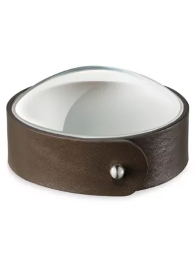 Christofle Collection Club Glass & Leather Paperweight In Bronze