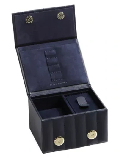 Ralph Lauren Cooper Leather Watch & Cuff Box In Navy