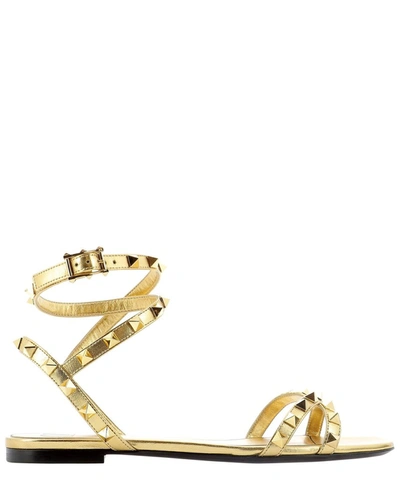 Valentino Garavani Rockstud Sandals In Gold