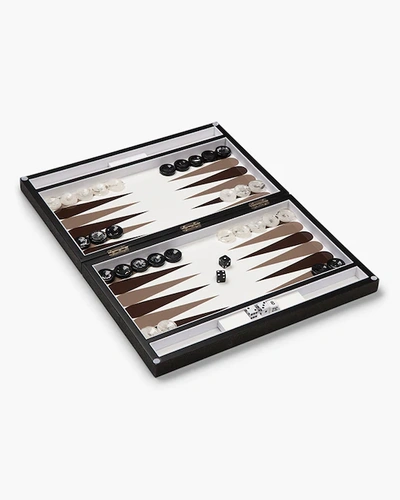 Aurosi Chocolate Faux Shagreen Lacquer Backgammon Set