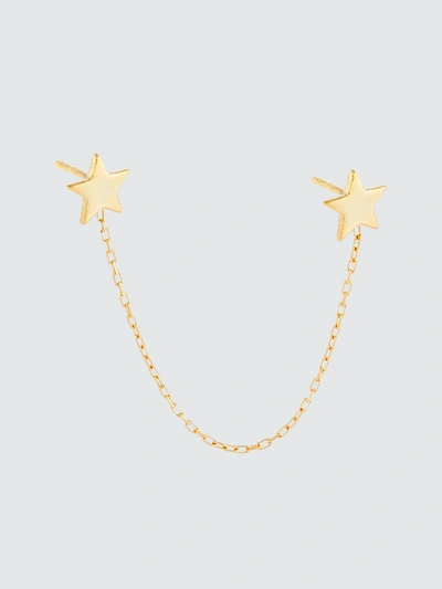 Adina's Jewels - Verified Partner Double Star Chain Stud Earring In Gold
