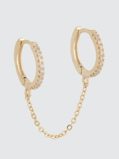 Adina's Jewels - Verified Partner Cz Double Huggie Chain Earring In Gold