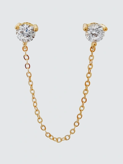 Adina's Jewels - Verified Partner Cz Stone Chain Stud Earring In Gold