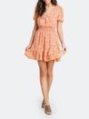 Lush Printed Ruffle Smock Mini Dress - M - Also In: L, S In Orange