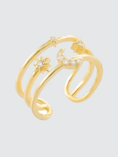 Adina's Jewels - Verified Partner Cz Celestial Adjustable Ring In Gold