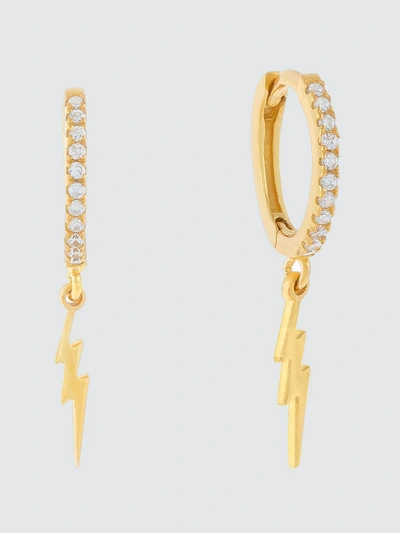 Adina's Jewels - Verified Partner Cz Lightning Bolt Huggie Earring In Gold