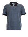 BRIONI BLUE COLLAR AND CUFFS STRIPED POLO IN GREY