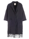 SEMICOUTURE SIGMUND GREY COAT FEATURING FRINGES