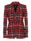 BALMAIN TWEED DOUBLE-BREASTED BLAZER IN RED