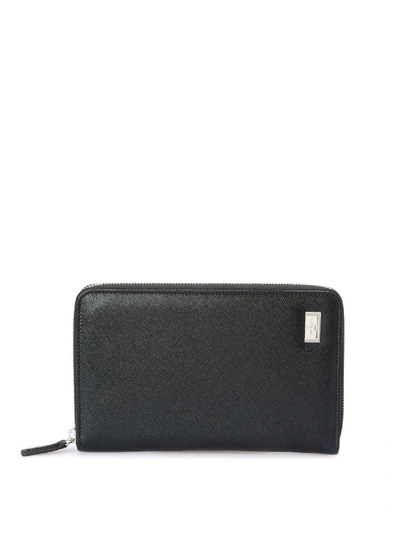 Corneliani Leather Zip Around Wallet In Black