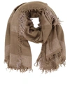 PESERICO SEQUINED WOOL BLEND SCARF IN CAMEL COLOUR