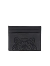 KENZO TIGER EMBROIDERY CARD HOLDER IN BLACK