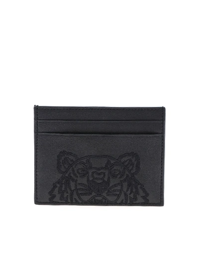 Kenzo Tiger Embroidery Card Holder In Black