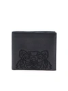 KENZO TIGER BLACK WALLET FEATURING EMBROIDERY