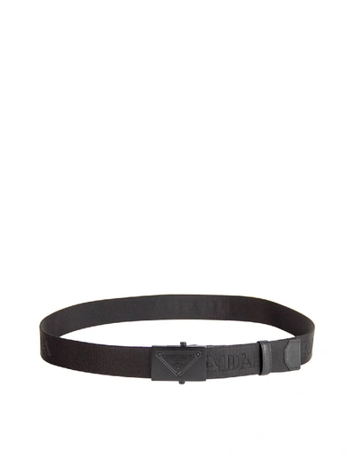 Prada Black Nylon And Saffiano Belt